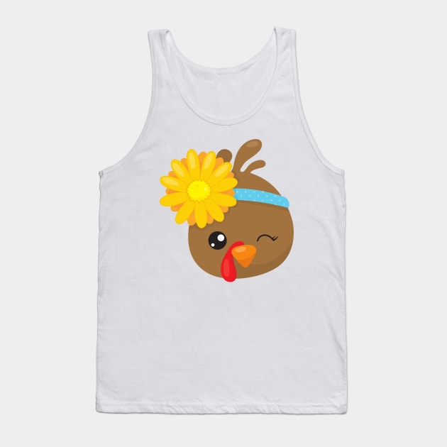 Thanksgiving Turkey, Brown Turkey, Sunflower Tank Top by Jelena Dunčević